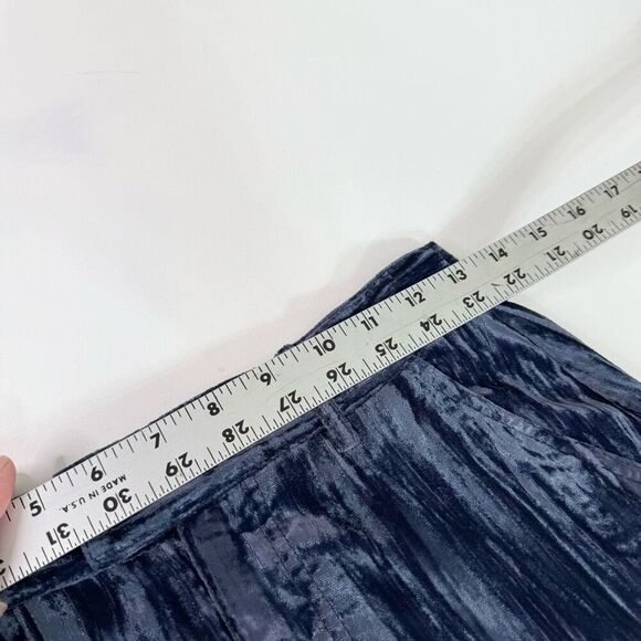 Treasure & Bond Pants Women 2 Blue Crinkle Velvet Pant Trouser Wide Leg Barrel - Picture 7 of 10